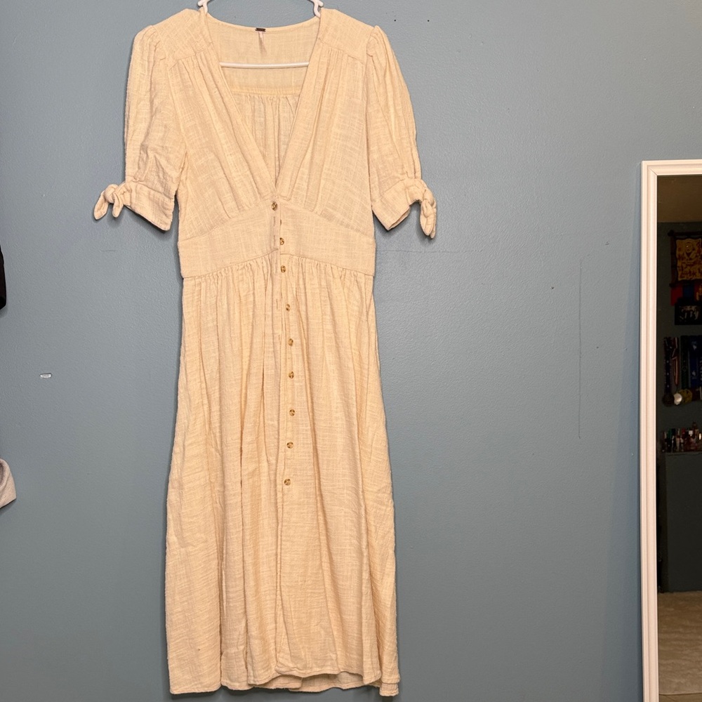 Free People- Elegant Cream Midi Dress